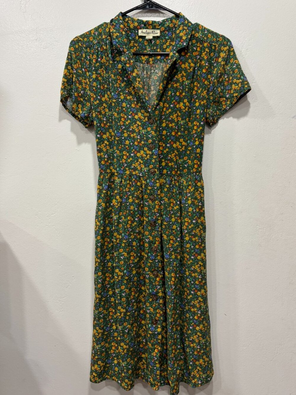 Green Floral Summer Dress Small